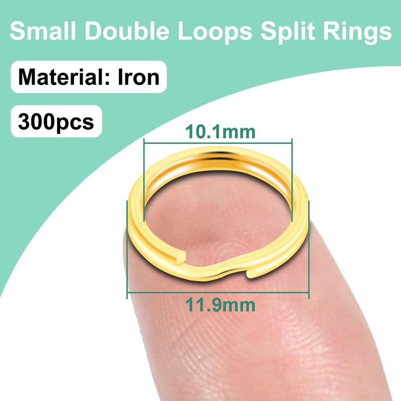 ManTangSun 1/2" 300 PCS Gold Small Key Rings, Double Loops Split Rings Jewelry Making Metal Mini Key Ring for Keychian, Pet Collar Tag, Luggage Tag DIY Craft Hardware - Image 2